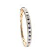 14K Yellow Gold Bangle with 3.00ctw Blue Sapphires & 4.00ctw Princess/Round Diamonds Size 6.5 Bracelets 8