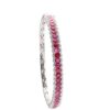 14K White Gold Bangle with 5.76ctw Oval Rubies & 1.00ctw Diamonds Size 7 Bracelets 8