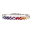 18K White Gold Rainbow Bangle with 9.80ctw Multi-Color Oval Sapphires & 1.00ctw Diamonds Size 6.25 Bracelets 7