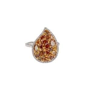 18K White Gold Cocktail Ring with 2.50ctw Fancy Yellow Gemstones & .40ctw Diamonds Size 6.5