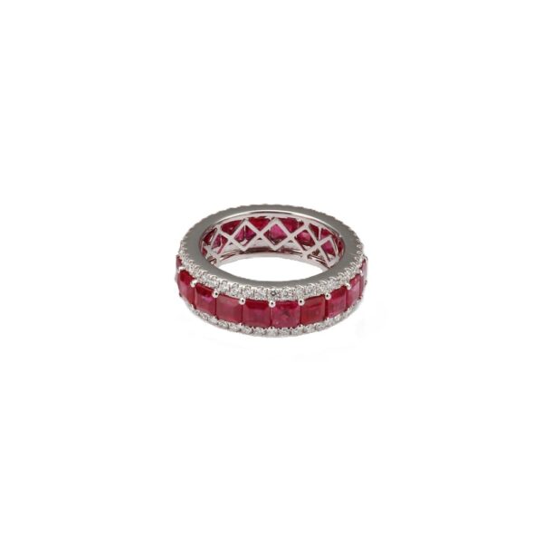 14K White Gold Eternity Ring with 7.00ctw Radiant Cut Rubies & 1.10ctw Round Diamonds Size 7 Fine Jewelry 3
