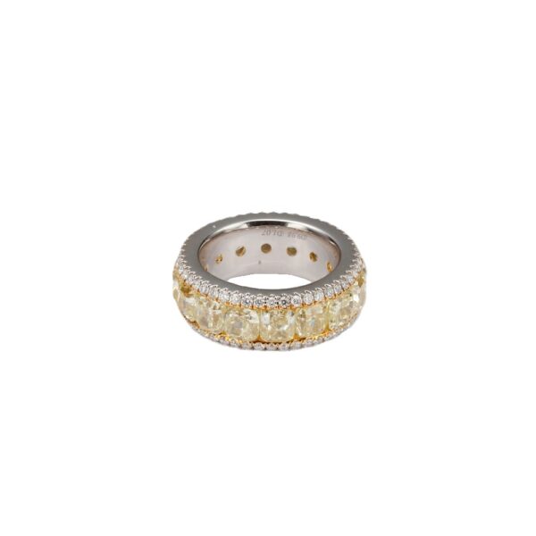 18K White Gold Eternity Ring with 10.25ctw Cushion Cut Fancy Yellow & 1.10ctw Diamonds Size 6.5 Fine Jewelry 3