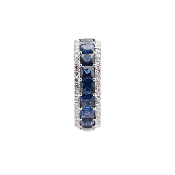 14K White Gold Eternity Ring with 6.00ctw Radiant Cut Blue Sapphires & 1.25ctw Diamonds Size 6.75 Fine Jewelry 12