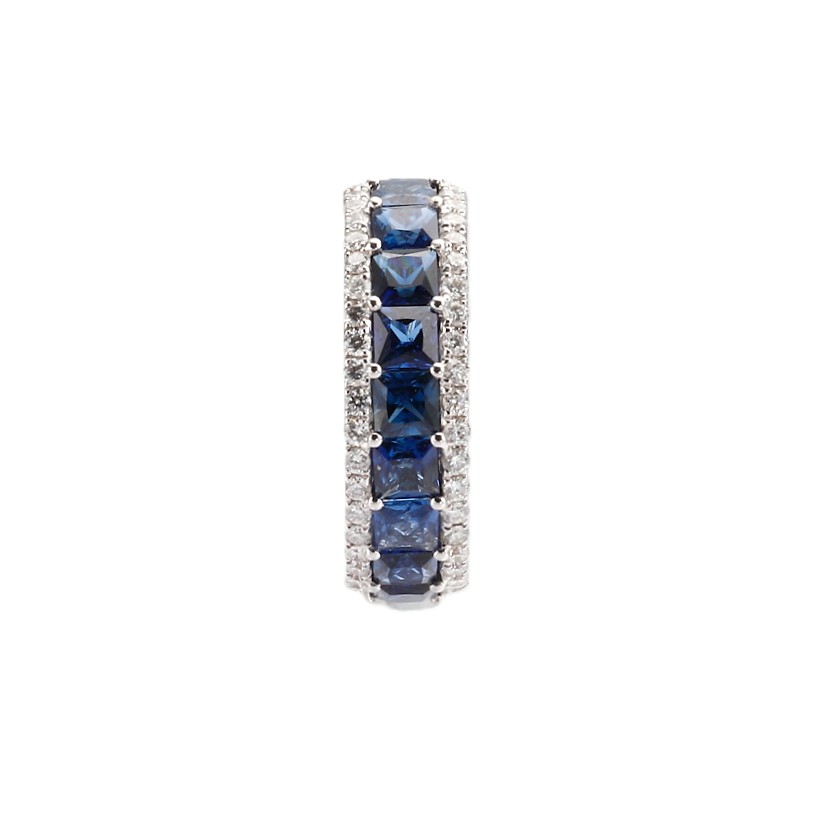 14K White Gold Eternity Ring with 6.00ctw Radiant Cut Blue Sapphires & 1.25ctw Diamonds Size 6.75 Fine Jewelry 4