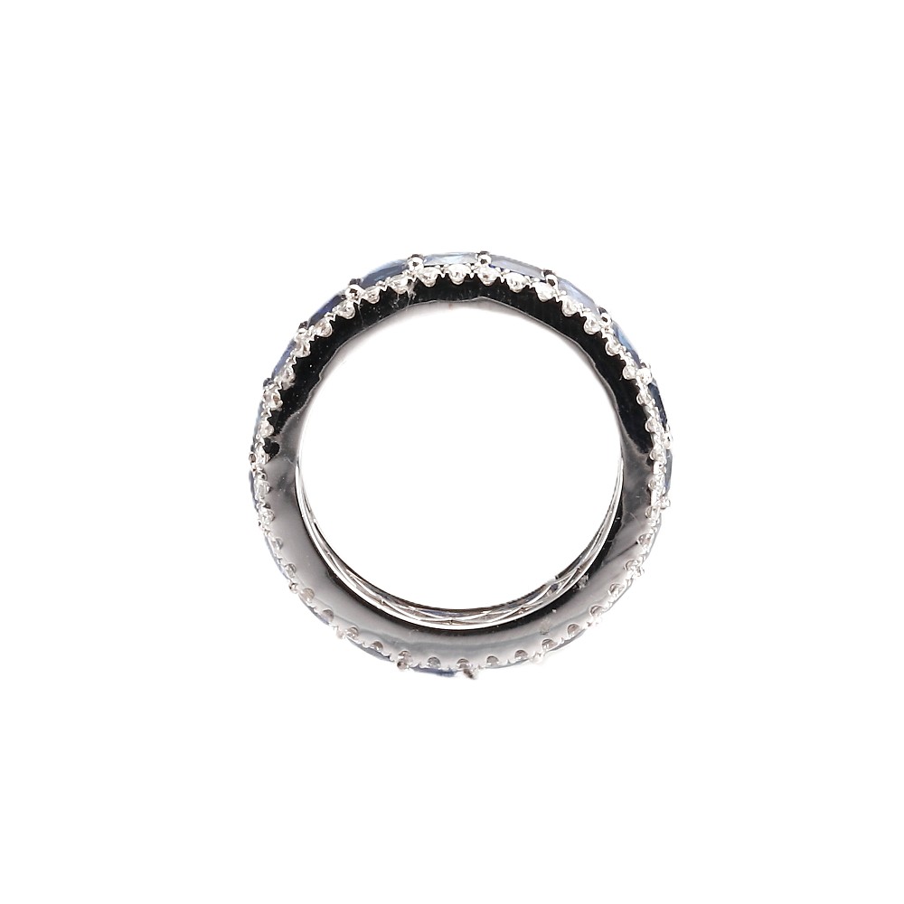 14K White Gold Eternity Ring with 6.00ctw Radiant Cut Blue Sapphires & 1.25ctw Diamonds Size 6.75 Fine Jewelry 3