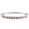 14K White Gold Bangle with 2.00ctw Princess Cut Rubies & 2.80ctw Diamonds Size 6.5 Bracelets 7