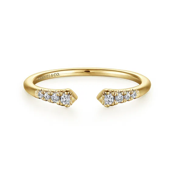 14K Yellow Gold Split Style Ring with .10ctw Diamonds Size 6.5 Fine Jewelry