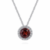 14K White Gold January Birthstone Pendant with .71ct Garnet & .06ctw Diamond Halo 18″ Fine Jewelry 10