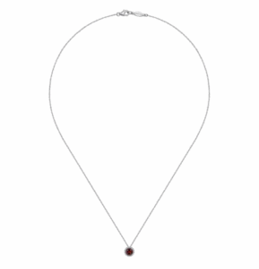 14K White Gold January Birthstone Pendant with .71ct Garnet & .06ctw Diamond Halo 18″ Fine Jewelry 6