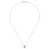 14K White Gold July Birthstone Pendant with .68ct Ruby & .06ctw Diamond Halo 18″ Fine Jewelry 12