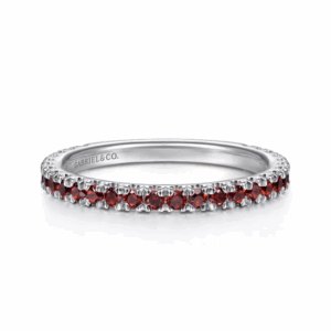 14K White Gold January Birthstone Eternity Ring with .55ctw Red Garnet Gemstones Size 6.5