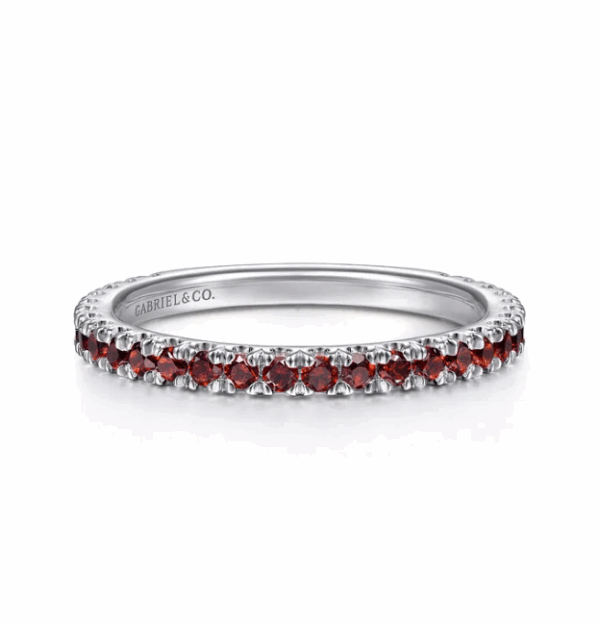 14K White Gold January Birthstone Eternity Ring with .55ctw Red Garnet Gemstones Size 6.5 Fine Jewelry 11