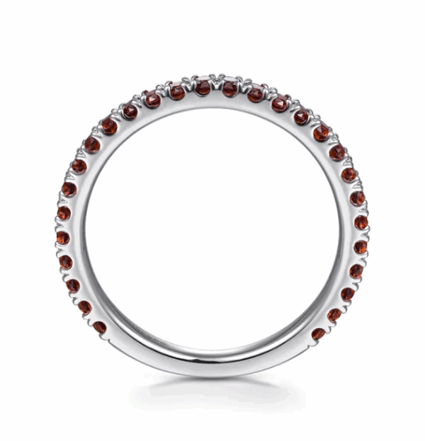 14K White Gold January Birthstone Eternity Ring with .55ctw Red Garnet Gemstones Size 6.5 Fine Jewelry 13
