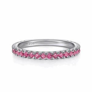 14K White Gold July Birthstone Eternity Ring with .71ctw Red Rubies Size 6.5