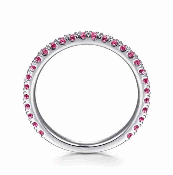 14K White Gold July Birthstone Eternity Ring with .71ctw Red Rubies Size 6.5 Fine Jewelry 13