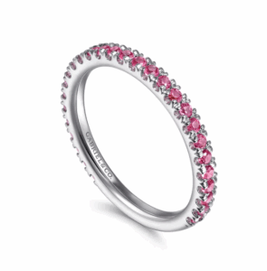 14K White Gold July Birthstone Eternity Ring with .71ctw Red Rubies Size 6.5 Fine Jewelry 9