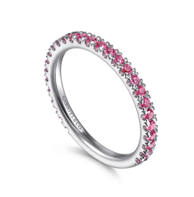 14K White Gold July Birthstone Eternity Ring with .71ctw Red Rubies Size 6.5 Fine Jewelry 4