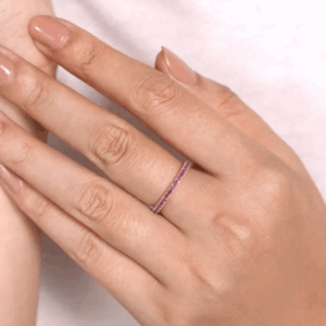 14K White Gold July Birthstone Eternity Ring with .71ctw Red Rubies Size 6.5