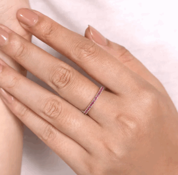 14K White Gold July Birthstone Eternity Ring with .71ctw Red Rubies Size 6.5 Fine Jewelry 12
