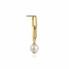 14K Yellow Gold Paperclip Link Drop Earrings with 1.63ctw Pearls Earrings 12