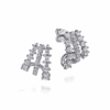 14K White Gold J Hoop Studs with .96ctw Diamonds Earrings 13
