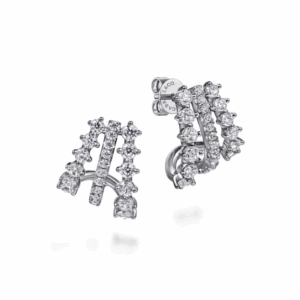 14K White Gold J Hoop Studs with .96ctw Diamonds
