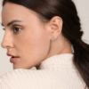 14K White Gold J Hoop Studs with .96ctw Diamonds Earrings 14