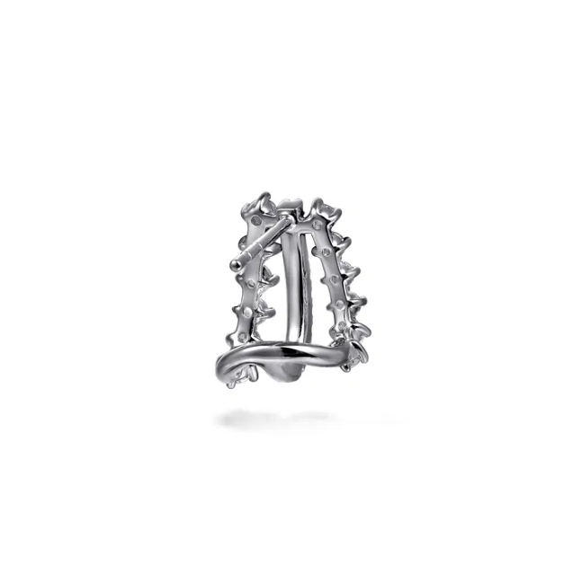 14K White Gold J Hoop Studs with .96ctw Diamonds Earrings 3