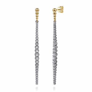 14K Two-Tone Bujukan Bead Drop Earrings with .73ctw Diamonds