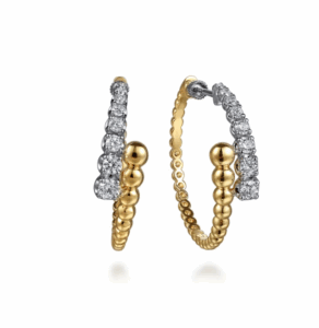 14K Two-Tone Bujukan Bead Bypass Hoops with 1.05ctw Diamonds 30mm Earrings 4