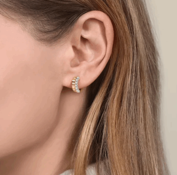 14K Two-Tone Cut Huggies with .34ctw Diamonds 15mm Earrings 8