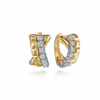 14K Two-Tone Criss Cross Huggies with .49ctw Diamonds Earrings 13