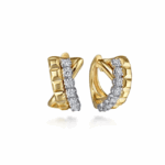 14K Two-Tone Criss Cross Huggies with .49ctw Diamonds Earrings 5