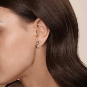 14K Two-Tone Criss Cross Huggies with .49ctw Diamonds Earrings 8