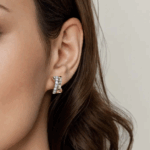 14K Two-Tone Criss Cross Huggies with .49ctw Diamonds Earrings 6