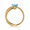 14K Yellow Gold Bujukan Bead Bypass Ring with 1.24ct Pear Blue Topaz Size 6.5 Fine Jewelry 18