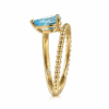 14K Yellow Gold Bujukan Bead Bypass Ring with 1.24ct Pear Blue Topaz Size 6.5 Fine Jewelry 20