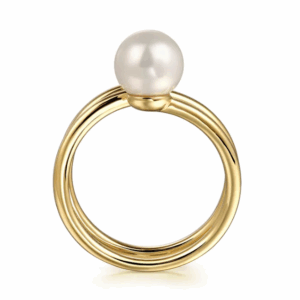 14K Yellow Gold Bypass Ring with .55ct Pearl & .02ct Diamond Size 6.5 Fine Jewelry 8
