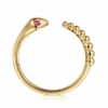 14K Yellow Gold Bujukan Bead Snake Ring with .04ctw Red Rubies Size 6.5 Fine Jewelry 18