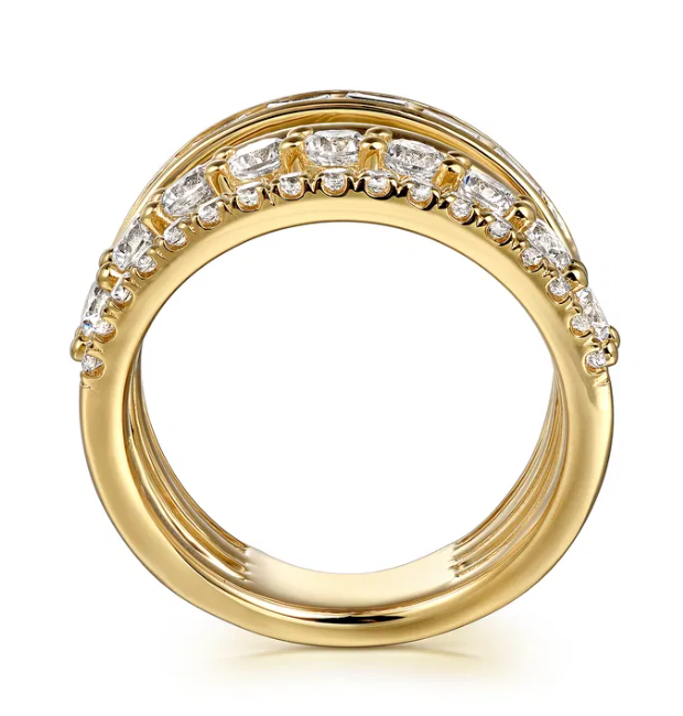 14K Yellow Gold Stackable Ring with 2.03ctw Baguette & Round Diamonds Size 6.5 Fine Jewelry 4