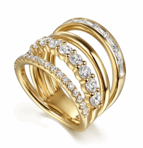 14K Yellow Gold Stackable Ring with 2.03ctw Baguette & Round Diamonds Size 6.5 Fine Jewelry 8