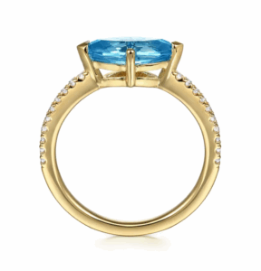 14K Yellow Gold Ring with 1.18ctw Marquise Cut Blue Topaz & .11ctw Diamonds Size 6.5 Fine Jewelry 8