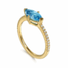 14K Yellow Gold Ring with 1.18ctw Marquise Cut Blue Topaz & .11ctw Diamonds Size 6.5 Fine Jewelry 19