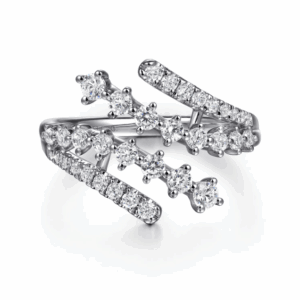 14K White Gold Multi-Row Bypass Ring with .72ctw Diamonds Size 6.5
