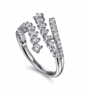 14K White Gold Multi-Row Bypass Ring with .72ctw Diamonds Size 6.5 Fine Jewelry 9