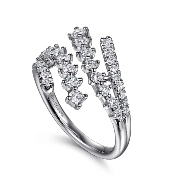 14K White Gold Multi-Row Bypass Ring with .72ctw Diamonds Size 6.5 Fine Jewelry 4