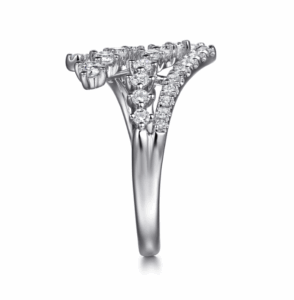 14K White Gold Multi-Row Bypass Ring with .72ctw Diamonds Size 6.5 Fine Jewelry 10