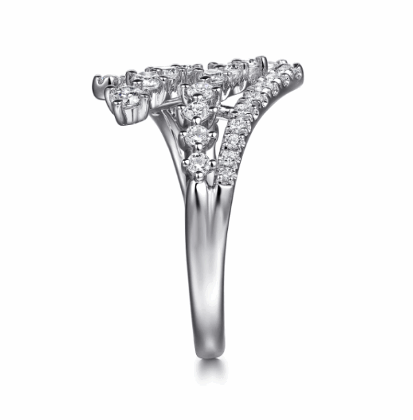 14K White Gold Multi-Row Bypass Ring with .72ctw Diamonds Size 6.5 Fine Jewelry 15