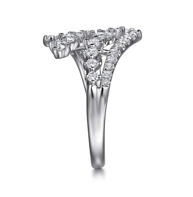 14K White Gold Multi-Row Bypass Ring with .72ctw Diamonds Size 6.5 Fine Jewelry 5