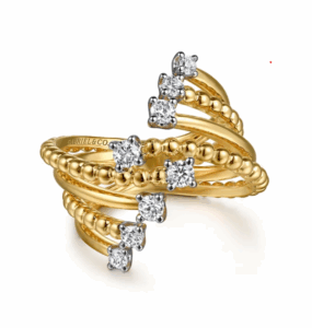 14K Two-Tone Bujukan Bead Bypass Ring with .52ctw Diamonds Size 6.5 Fine Jewelry 6